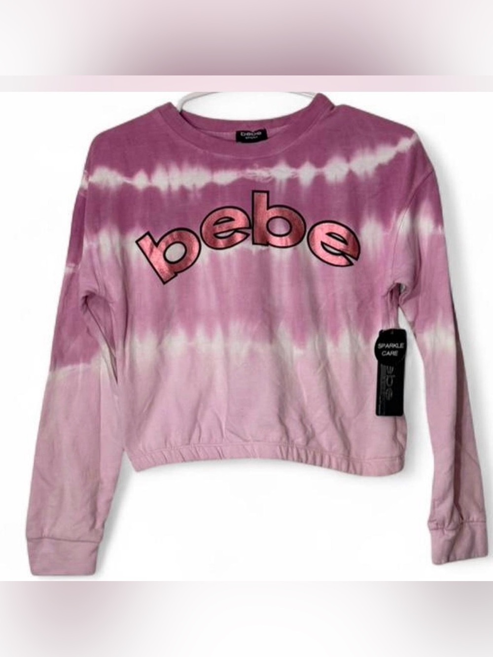Brand New Cute Bebe Pink Tie Dye Bebe Crop Sweatshirt - Sizes S, M